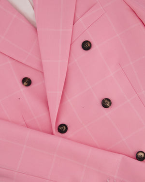 Calvin Klein Candy Pink Check Suit Jacket and Straight Let Trousers Set Size FR 38 (UK 10)