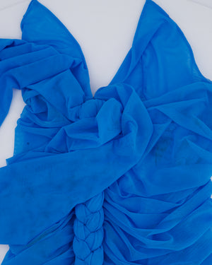 Schiaparelli SS/25 Blue Braided Ballerina Neckline Mini Dress Size FR 36 (UK 8)