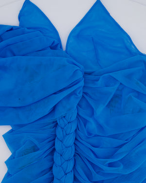 Schiaparelli SS/25 Blue Braided Ballerina Neckline Mini Dress Size FR 36 (UK 8)