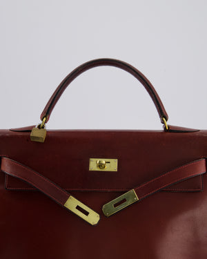 *FIRE PRICE* Hermès Vintage Kelly 32 Bag in Rouge H Box Leather with Gold Hardware
