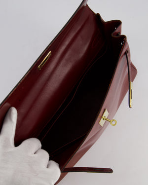 *FIRE PRICE* Hermès Vintage Kelly 32 Bag in Rouge H Box Leather with Gold Hardware