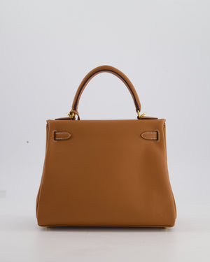 Hermès Kelly 25cm Retourne Bag in Gold Swift Leather with Gold Hardware
