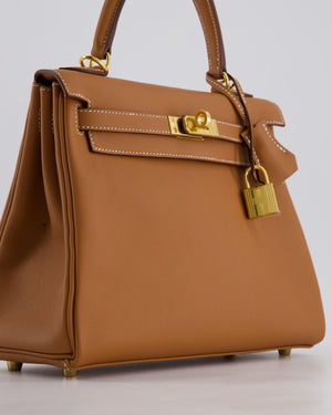 Hermès Kelly 25cm Retourne Bag in Gold Swift Leather with Gold Hardware