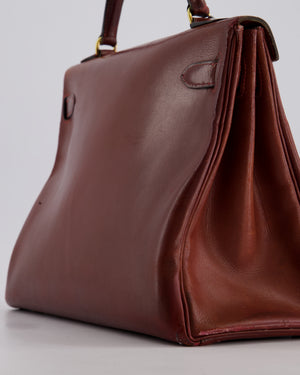 *FIRE PRICE* Hermès Vintage Kelly 32 Bag in Rouge H Box Leather with Gold Hardware