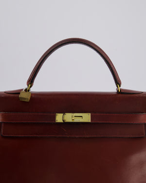 *FIRE PRICE* Hermès Vintage Kelly 32 Bag in Rouge H Box Leather with Gold Hardware