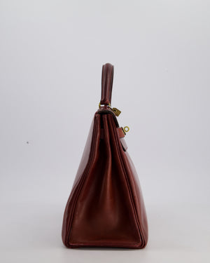 *FIRE PRICE* Hermès Vintage Kelly 32 Bag in Rouge H Box Leather with Gold Hardware