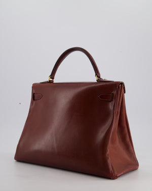 *FIRE PRICE* Hermès Vintage Kelly 32 Bag in Rouge H Box Leather with Gold Hardware