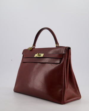 *FIRE PRICE* Hermès Vintage Kelly 32 Bag in Rouge H Box Leather with Gold Hardware