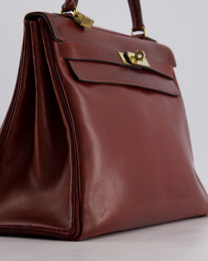 *FIRE PRICE* Hermès Vintage Kelly 32 Bag in Rouge H Box Leather with Gold Hardware