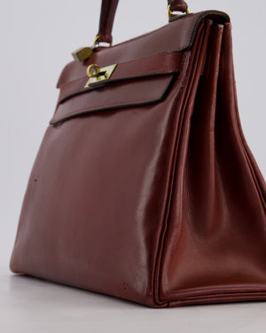 *FIRE PRICE* Hermès Vintage Kelly 32 Bag in Rouge H Box Leather with Gold Hardware