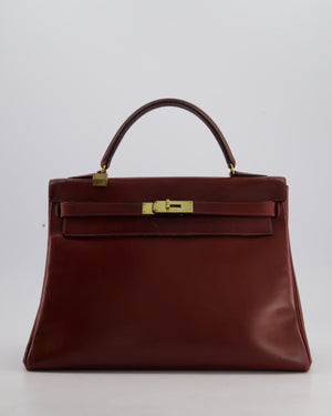 *FIRE PRICE* Hermès Vintage Kelly 32 Bag in Rouge H Box Leather with Gold Hardware