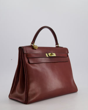 *FIRE PRICE* Hermès Vintage Kelly 32 Bag in Rouge H Box Leather with Gold Hardware