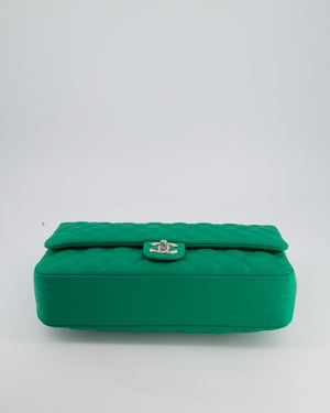 Chanel Green Jumbo Reversible Timeless Single Flap Bag in Lambskin Leather with Silver Hardware