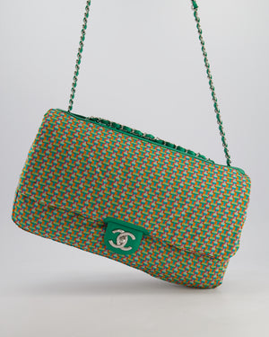Chanel Green Jumbo Reversible Timeless Single Flap Bag in Lambskin Leather with Silver Hardware