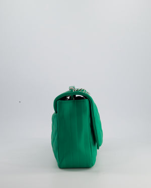 Chanel Green Jumbo Reversible Timeless Single Flap Bag in Lambskin Leather with Silver Hardware