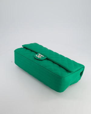 Chanel Green Jumbo Reversible Timeless Single Flap Bag in Lambskin Leather with Silver Hardware