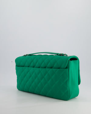 Chanel Green Jumbo Reversible Timeless Single Flap Bag in Lambskin Leather with Silver Hardware