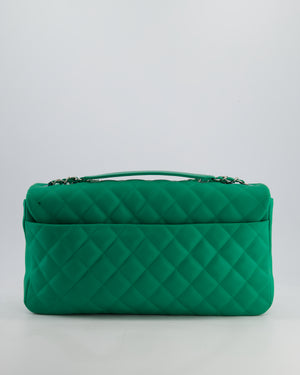 Chanel Green Jumbo Reversible Timeless Single Flap Bag in Lambskin Leather with Silver Hardware
