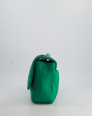 Chanel Green Jumbo Reversible Timeless Single Flap Bag in Lambskin Leather with Silver Hardware
