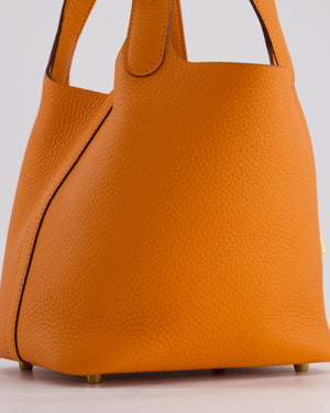 *HOT* Hermès Picotin Lock Bag 18cm in Orange Clemence Leather with Gold Hardware