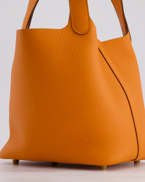 *HOT* Hermès Picotin Lock Bag 18cm in Orange Clemence Leather with Gold Hardware