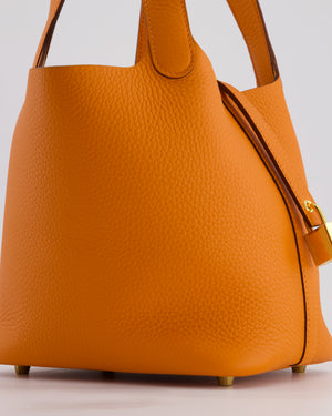 *HOT* Hermès Picotin Lock Bag 18cm in Orange Clemence Leather with Gold Hardware