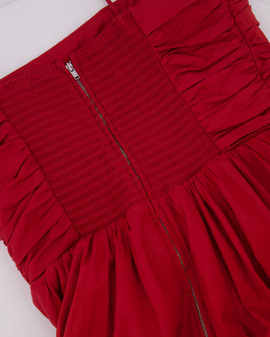 Reformation Red Maxi Dress with Pockets and Ruched Detail Size US 8 (UK 10)