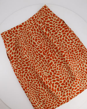 Yves Saint Laurent Vintage Beige, Red Lip Print Silk A-Line Mini Skirt Size FR 38 (UK 10)