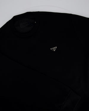Prada Black Knitted Long Sleeve Oversized Jumper with Logo Detail IT L 48 (UK 16)