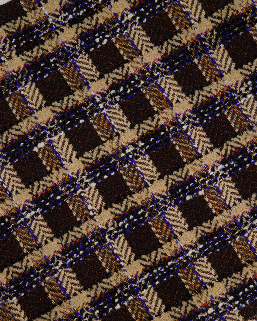 Gucci Brown Wool Houndstooth Mini Skirt with Metallic Thread Detail Size IT 38 (UK 6)