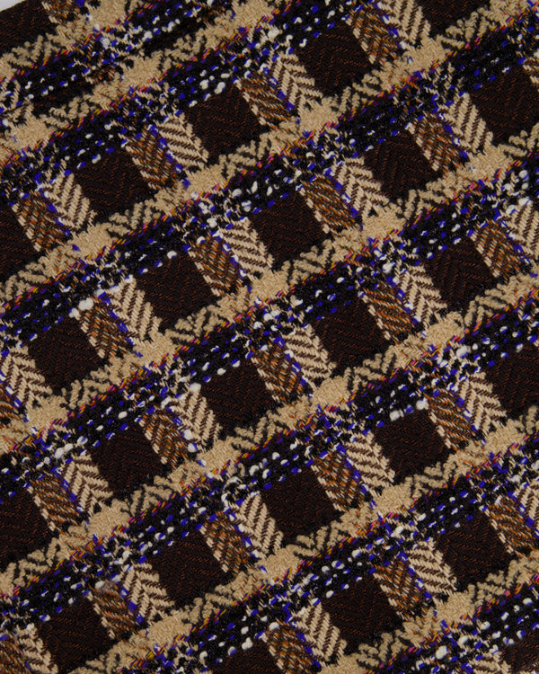 Gucci Brown Wool Houndstooth Mini Skirt with Metallic Thread Detail Size IT 38 (UK 6)