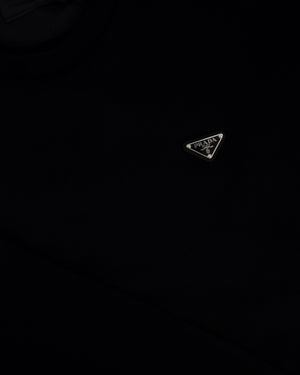 Prada Black Knitted Long Sleeve Oversized Jumper with Logo Detail IT L 48 (UK 16)