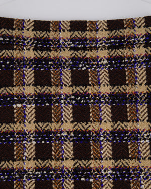 Gucci Brown Wool Houndstooth Mini Skirt with Metallic Thread Detail Size IT 38 (UK 6)