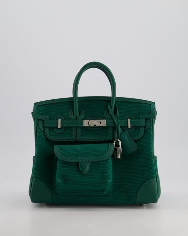 *HOT* Hermès Cargo Birkin 25cm Bag Toile Goeland Swift in Vert Moyane with Palladium Hardware