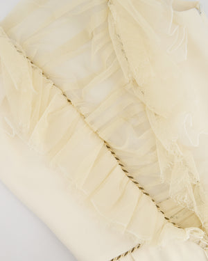 Alessandra Rich Cream Sleeveless Jumpsuit with Mesh V-Neck Panel and Gold Metallic trim Size IT 40 (UK 8)