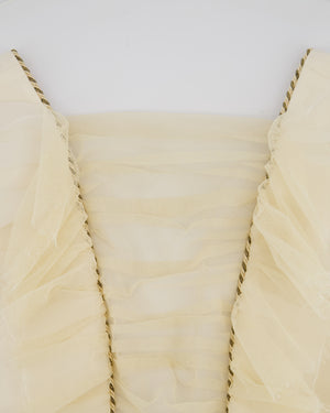 Alessandra Rich Cream Sleeveless Jumpsuit with Mesh V-Neck Panel and Gold Metallic trim Size IT 40 (UK 8)