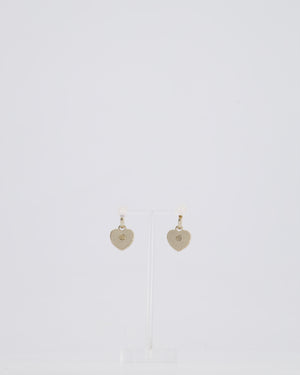 *HOT* Chanel 23A Champagne & Black CC Heart Pendant Earrings