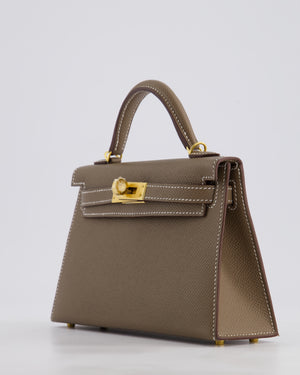 *HOT* Hermes Mini Kelly II 20cm in Etoupe Epsom Leather with Gold Hardware