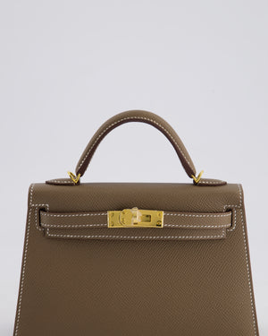 *HOT* Hermes Mini Kelly II 20cm in Etoupe Epsom Leather with Gold Hardware