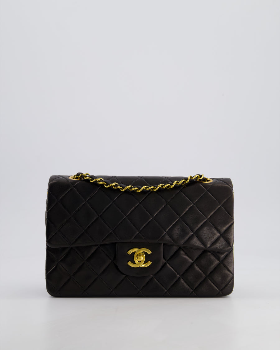 *STUNNING VINTAGE* Chanel Vintage Small Classic Double Flap Bag in Lambskin Leather with 24k Gold Hardware