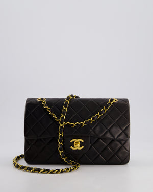 *STUNNING VINTAGE* Chanel Vintage Small Classic Double Flap Bag in Lambskin Leather with 24k Gold Hardware