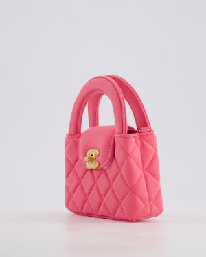 *RARE* Chanel Pink Nano Mini Kelly Bag in Pink Quilted Jersey with Brushed Antique Gold Hardware