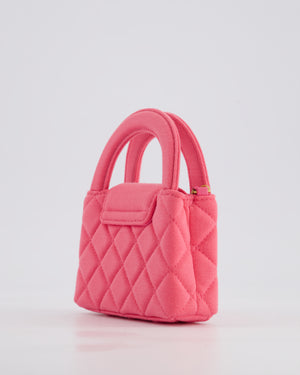 *RARE* Chanel Pink Nano Mini Kelly Bag in Pink Quilted Jersey with Brushed Antique Gold Hardware