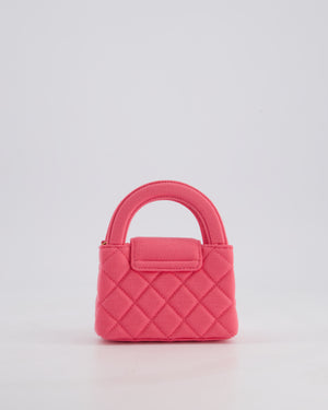 *RARE* Chanel Pink Nano Mini Kelly Bag in Pink Quilted Jersey with Brushed Antique Gold Hardware
