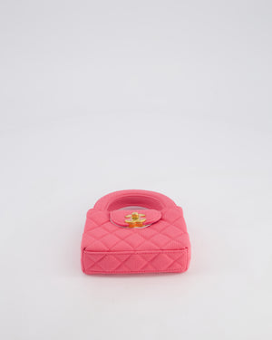 *RARE* Chanel Pink Nano Mini Kelly Bag in Pink Quilted Jersey with Brushed Antique Gold Hardware