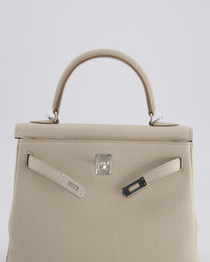 Hermès Kelly Retourne Bag 25cm in Beton Togo Leather with Palladium Hardware