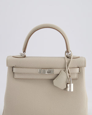 Hermès Kelly Retourne Bag 25cm in Beton Togo Leather with Palladium Hardware