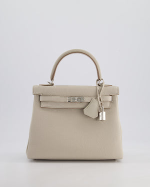Hermès Kelly Retourne Bag 25cm in Beton Togo Leather with Palladium Hardware