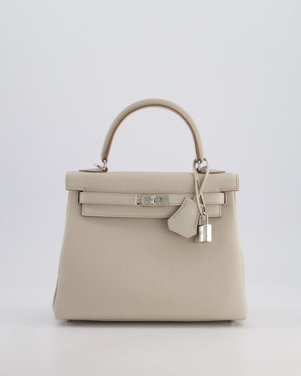Hermès Kelly Retourne Bag 25cm in Beton Togo Leather with Palladium Hardware