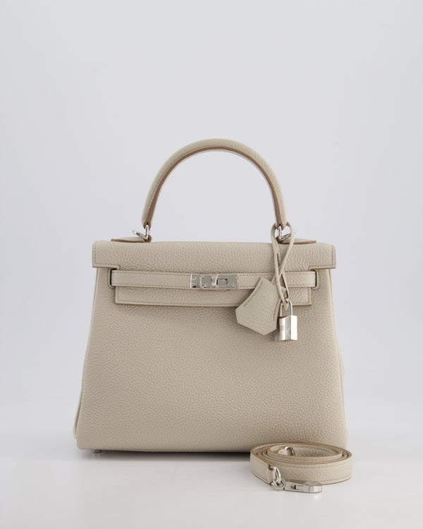 Hermès Kelly Retourne Bag 25cm in Beton Togo Leather with Palladium Hardware